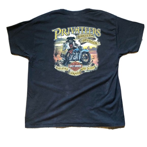 Harley Davidson Motorcycles Halifax Nova Scotia Pig Privateers Black T Shirt XXL - Picture 3 of 5